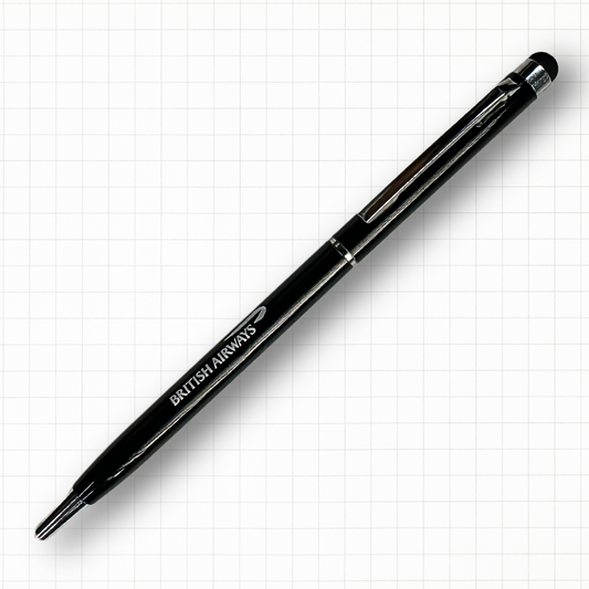 Black Slim Metal Customized Pen With Stylus