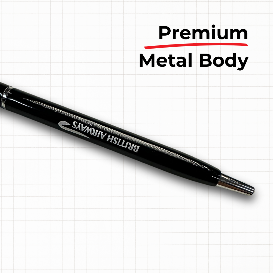 Black Slim Metal Customized Pen With Stylus