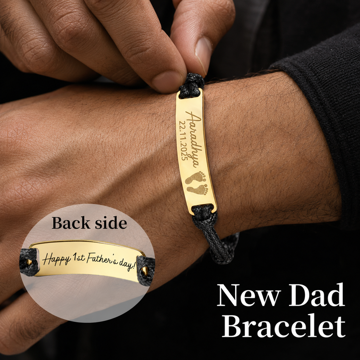 Custom Baby Footprint Bracelet, Father's Day Gift , First Time Dad Gift
