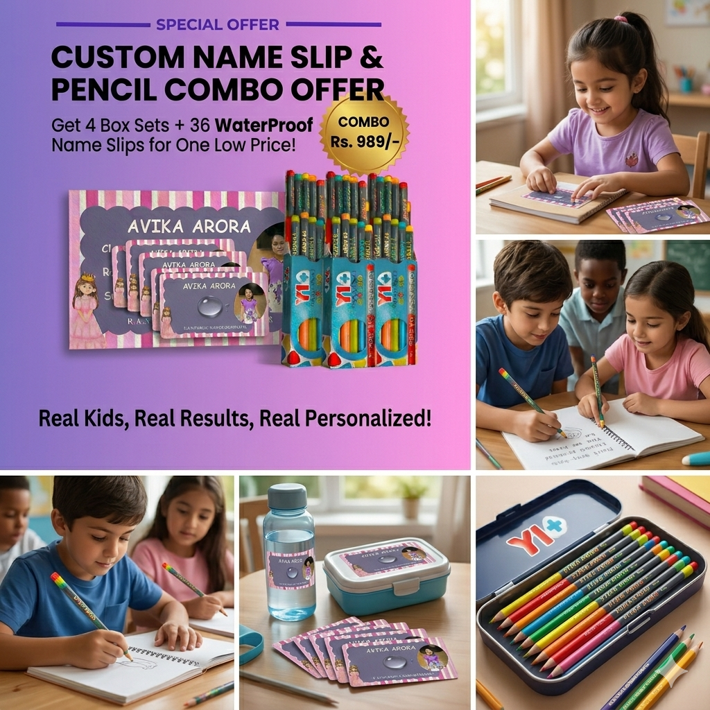 Personalized Name Pencil & Waterproof Name Slip Mega Combo