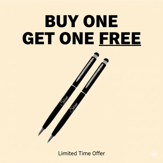 Black Slim Metal Customized Pen With Stylus