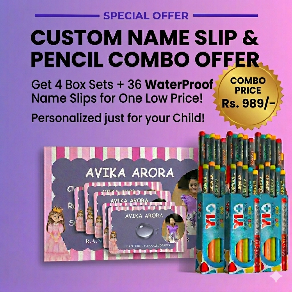 Personalized Name Pencil & Waterproof Name Slip Mega Combo