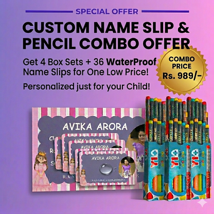Personalized Name Pencil & Waterproof Name Slip Mega Combo